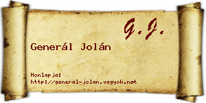 Generál Jolán névjegykártya